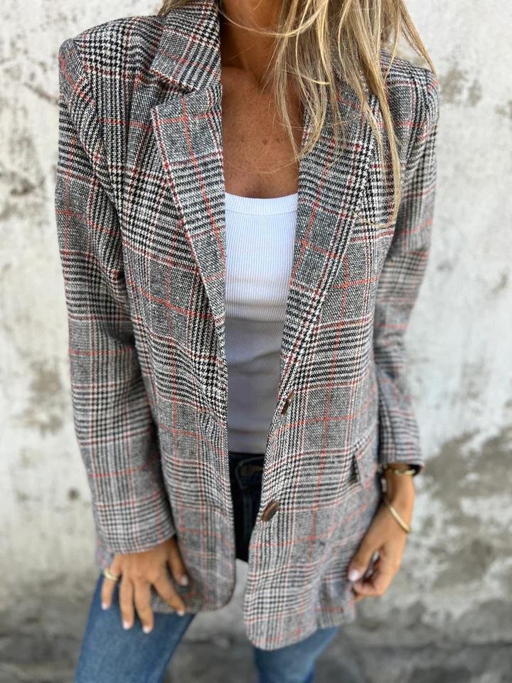 Danaya | Blazer d'hiver à carreaux élégant pour femmes